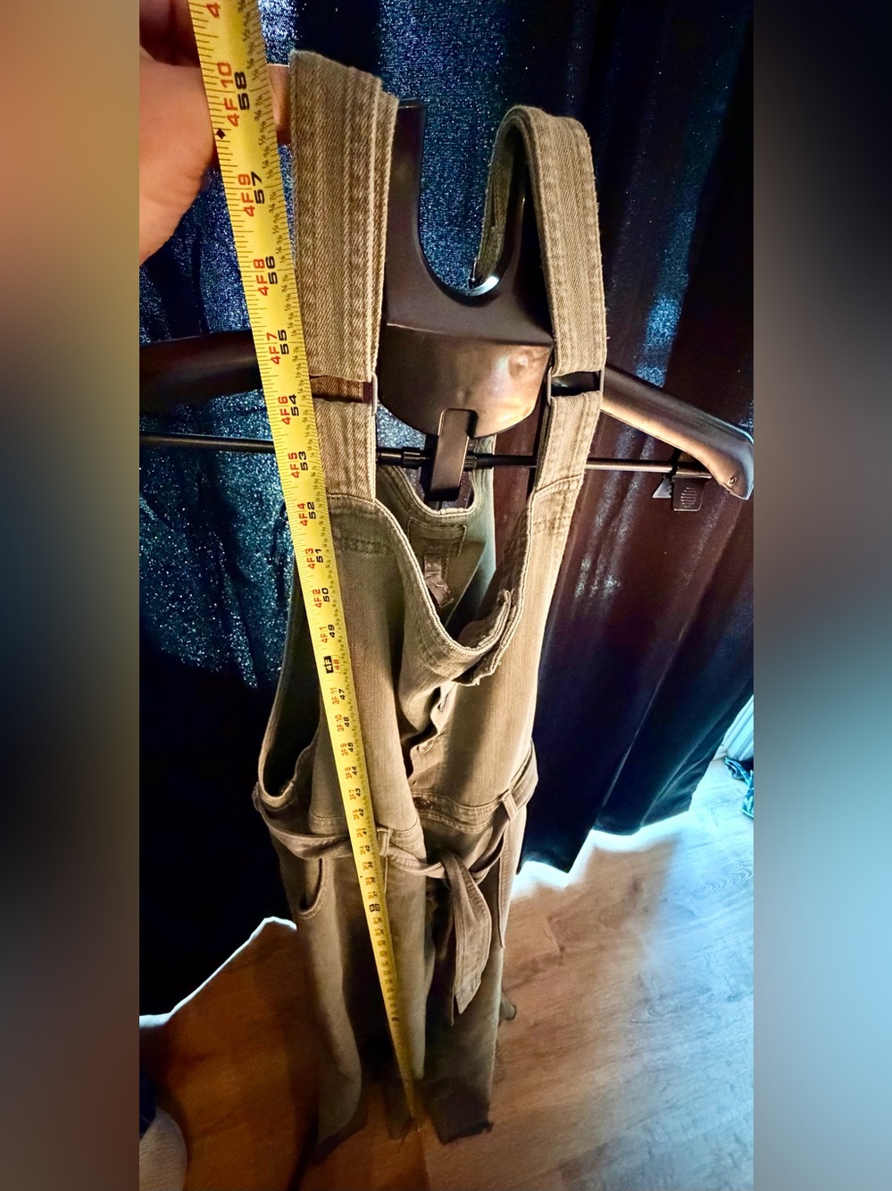 Aerie Olive Green Wide Leg Denim Overalls Jumpsuit - Size XL - Picture 5 of 7
